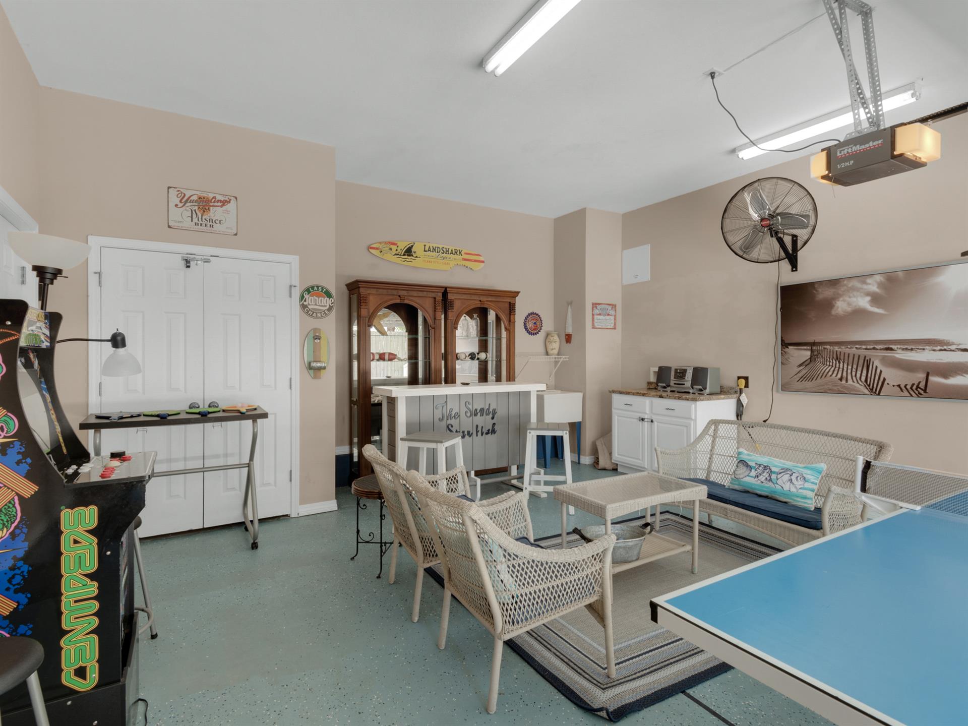 Garage converted to game area