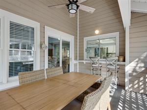 Patio dining with pass through kitchen window