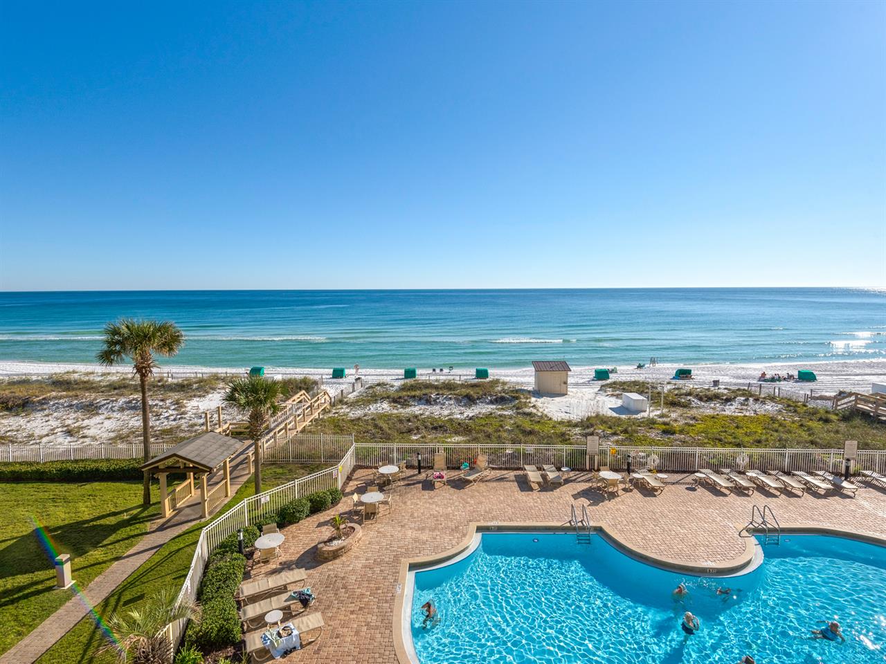 Beautiful View of the Community Pool and Gulf