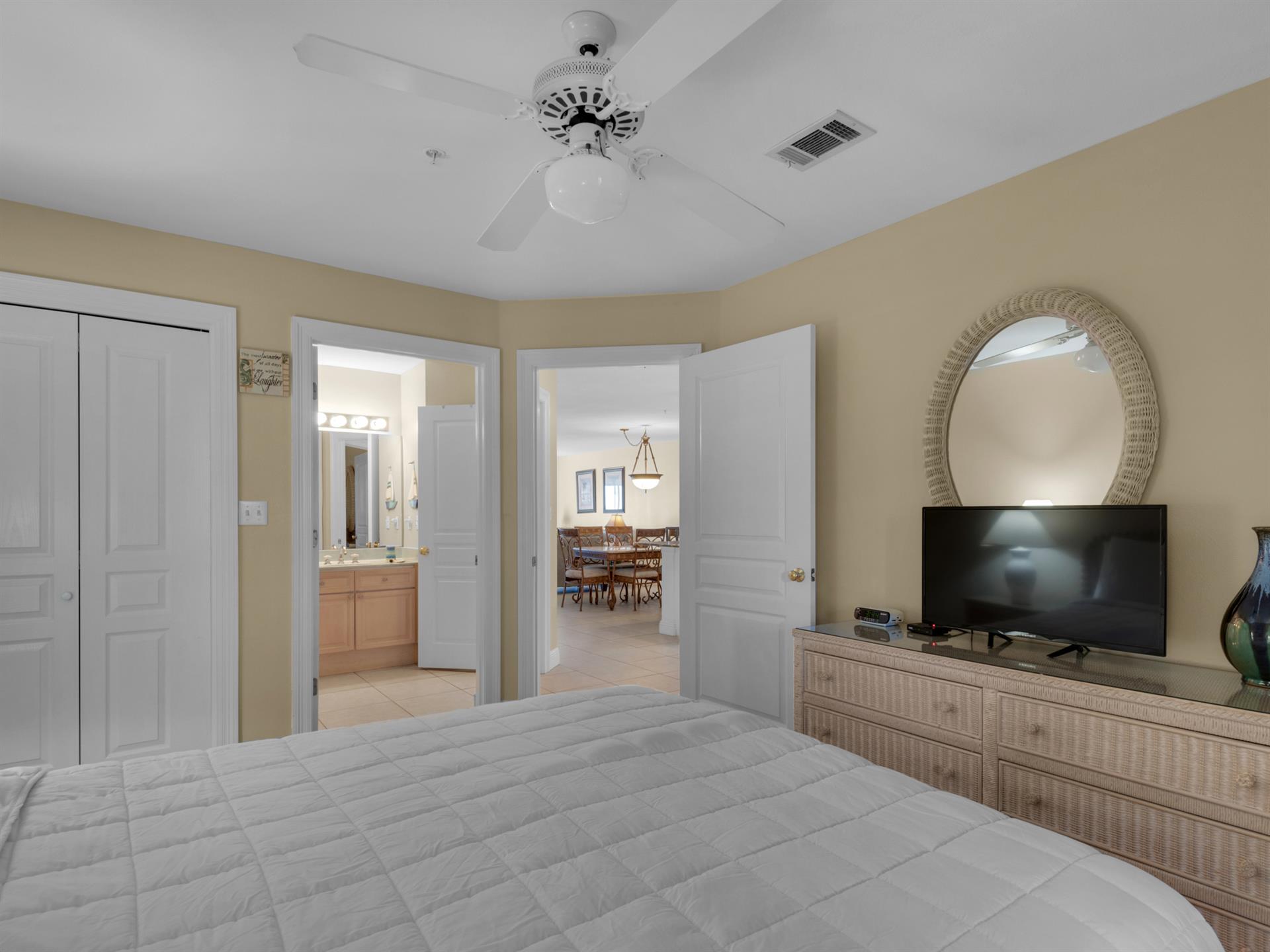 Guest bedroom with flat screen TV