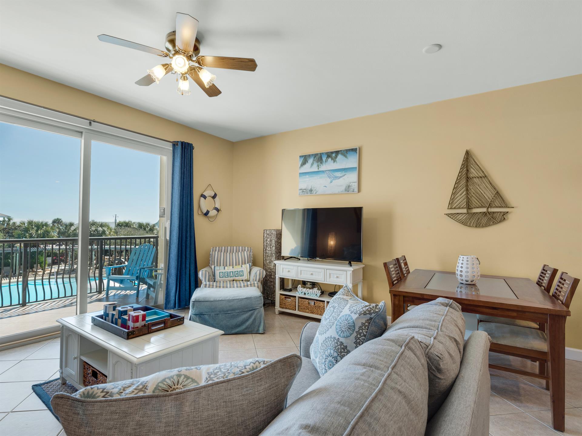 Living Room TV and Balcony Access