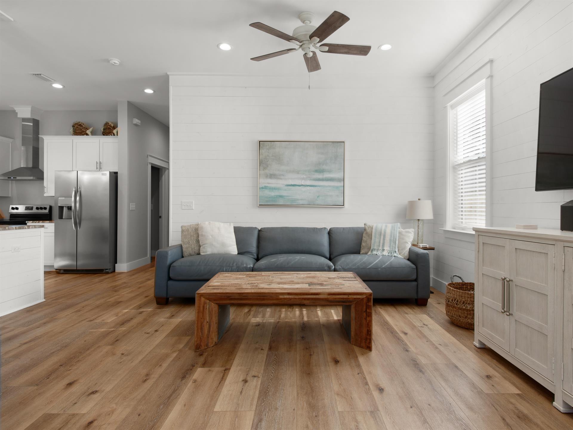 Living Room with Plush Leather Sofas
