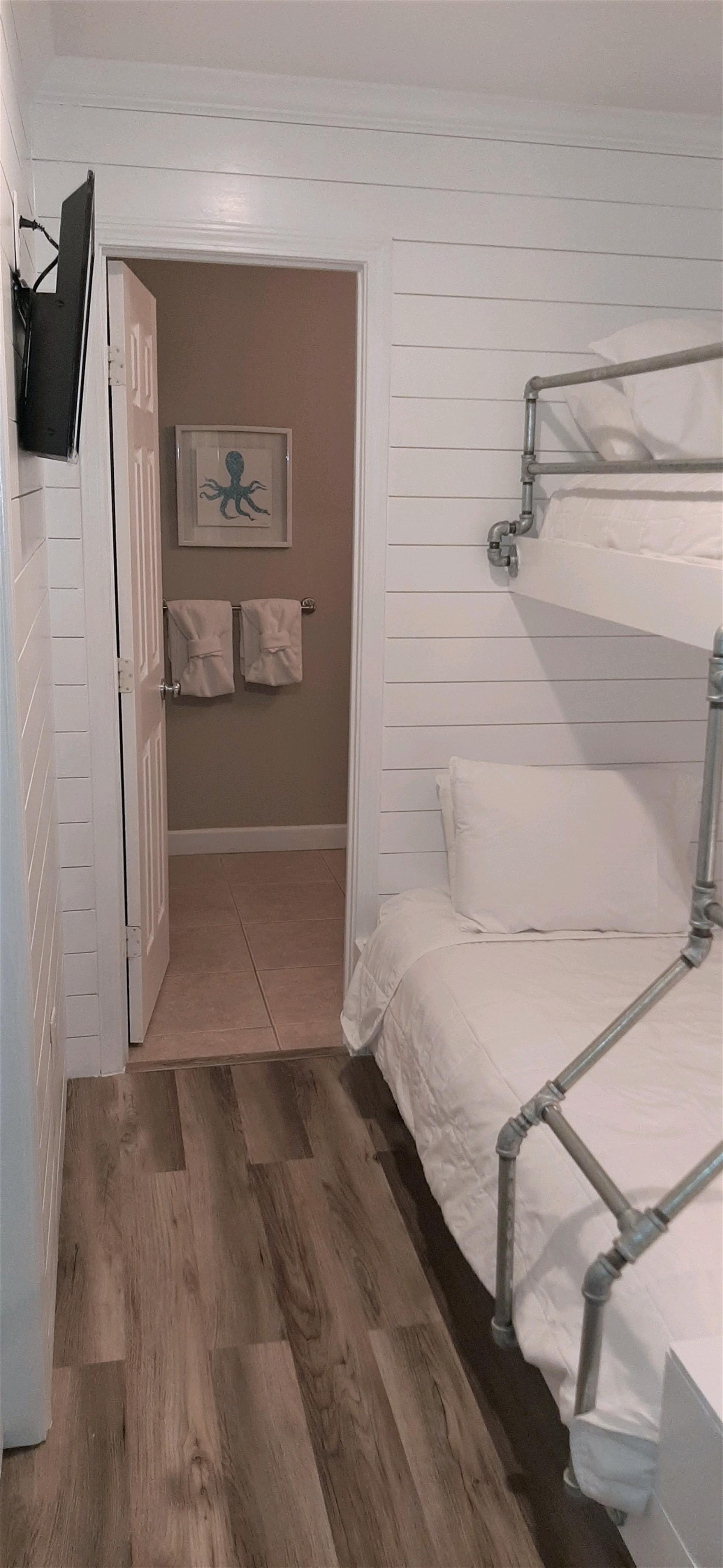 Bunk area and guest bathroom