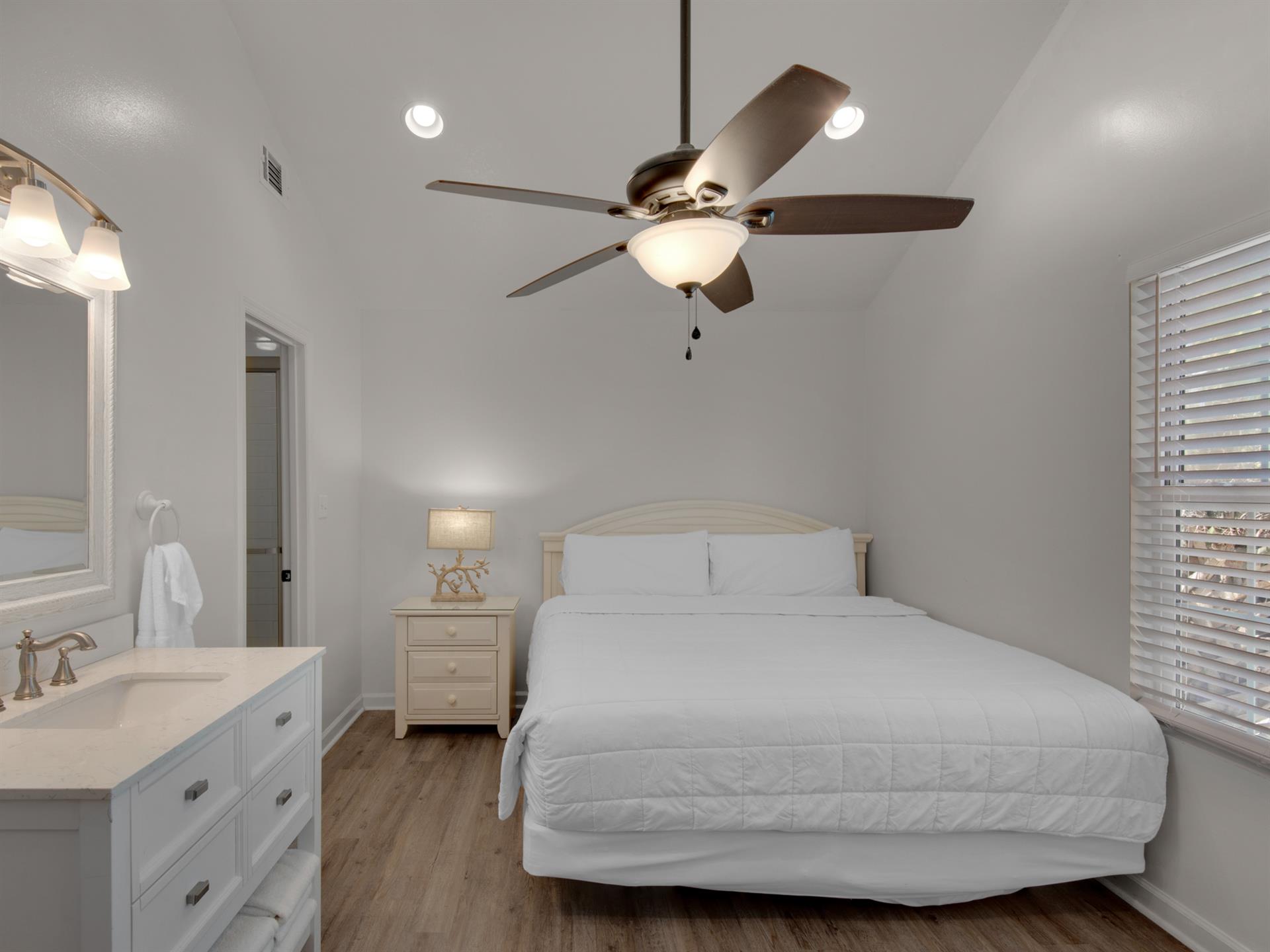 2nd floor king guest bedroom 4 with private bathroom providing walk in shower