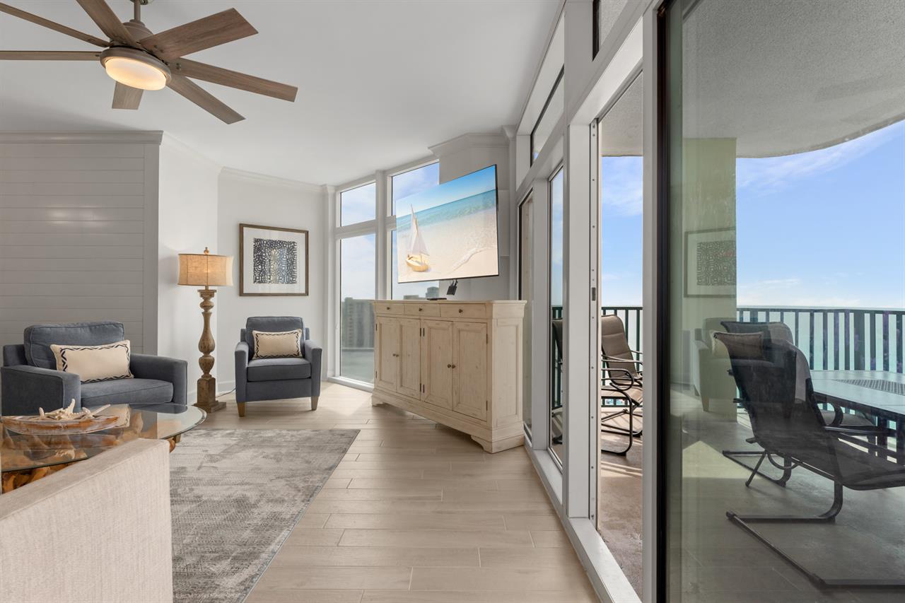 Living Area with Access to Private Balcony