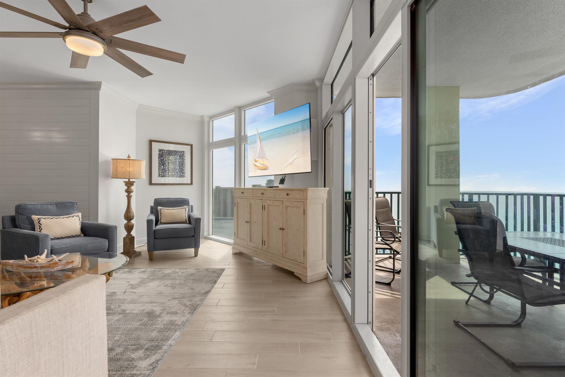 Living Area with Access to Private Balcony