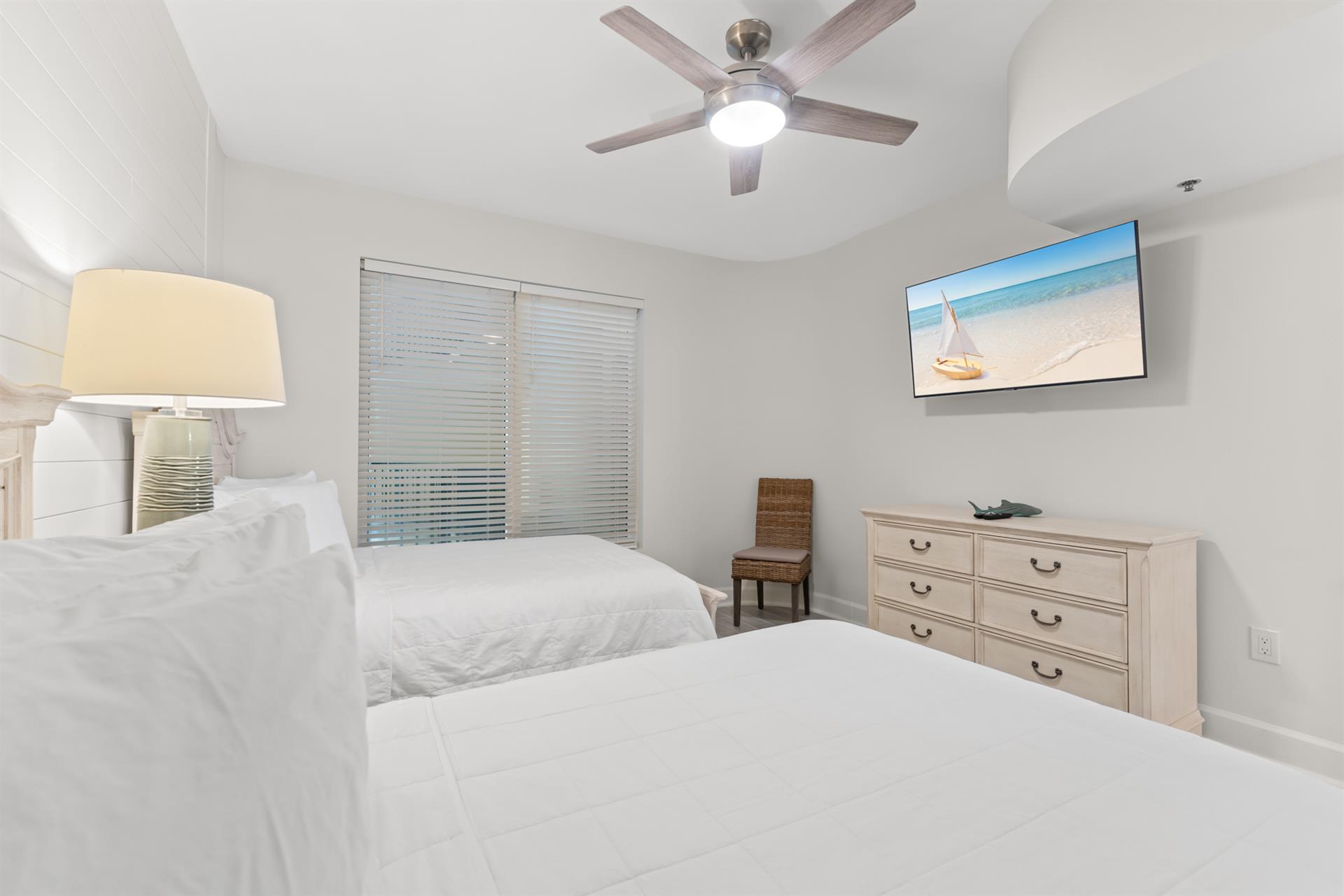 Guest Bedroom 2 with 2 Double Beds and Flat Screen TV