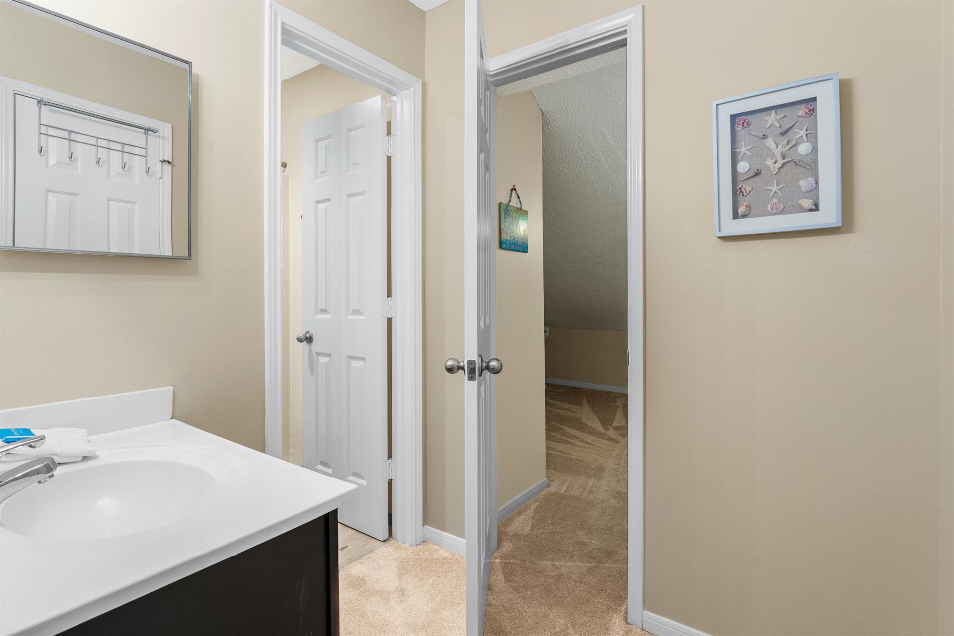 Upstairs Bathroom Area into Twin Room