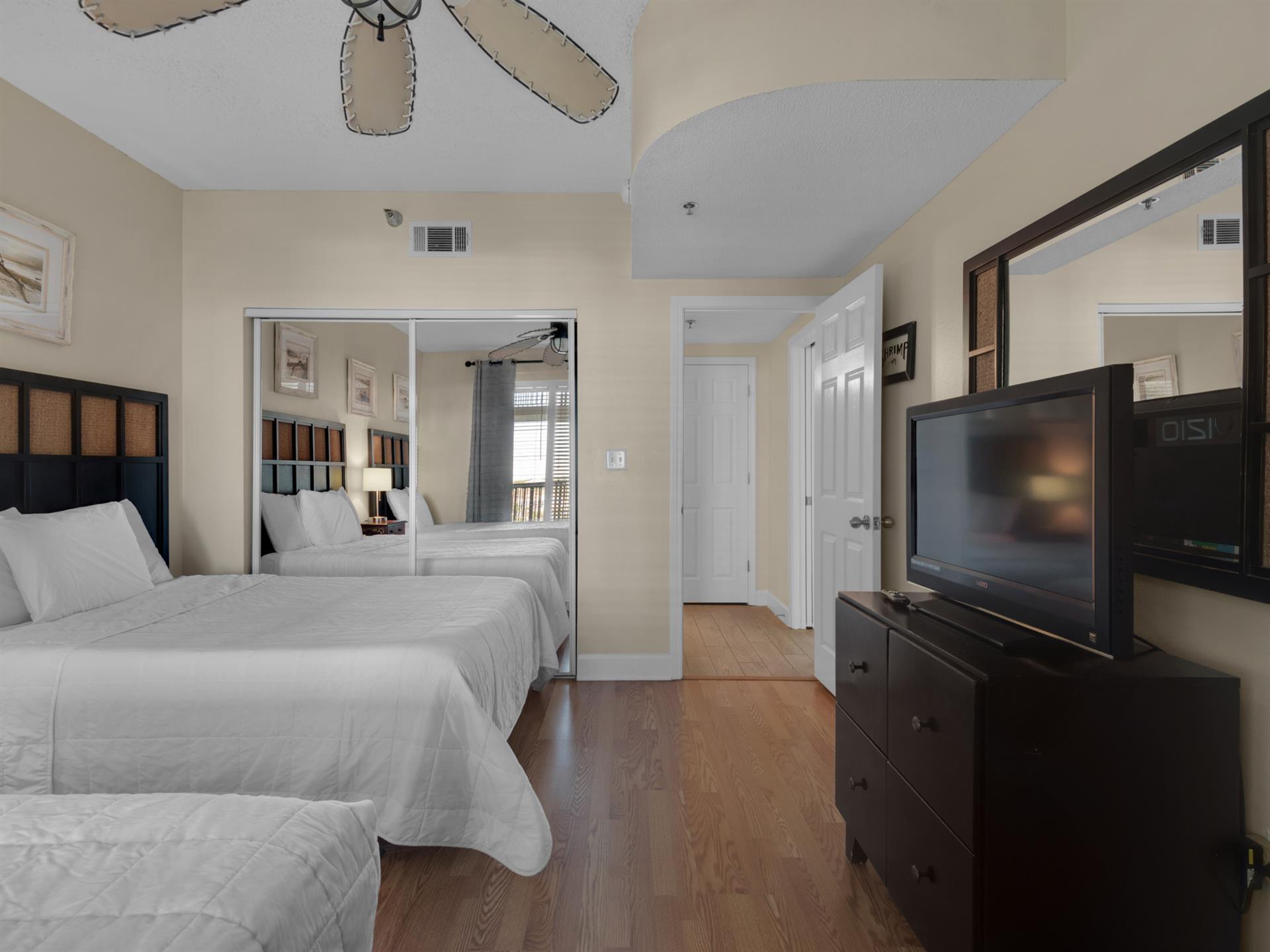 Guest Bedroom 2 with 2 Double Beds and Flat Screen TV