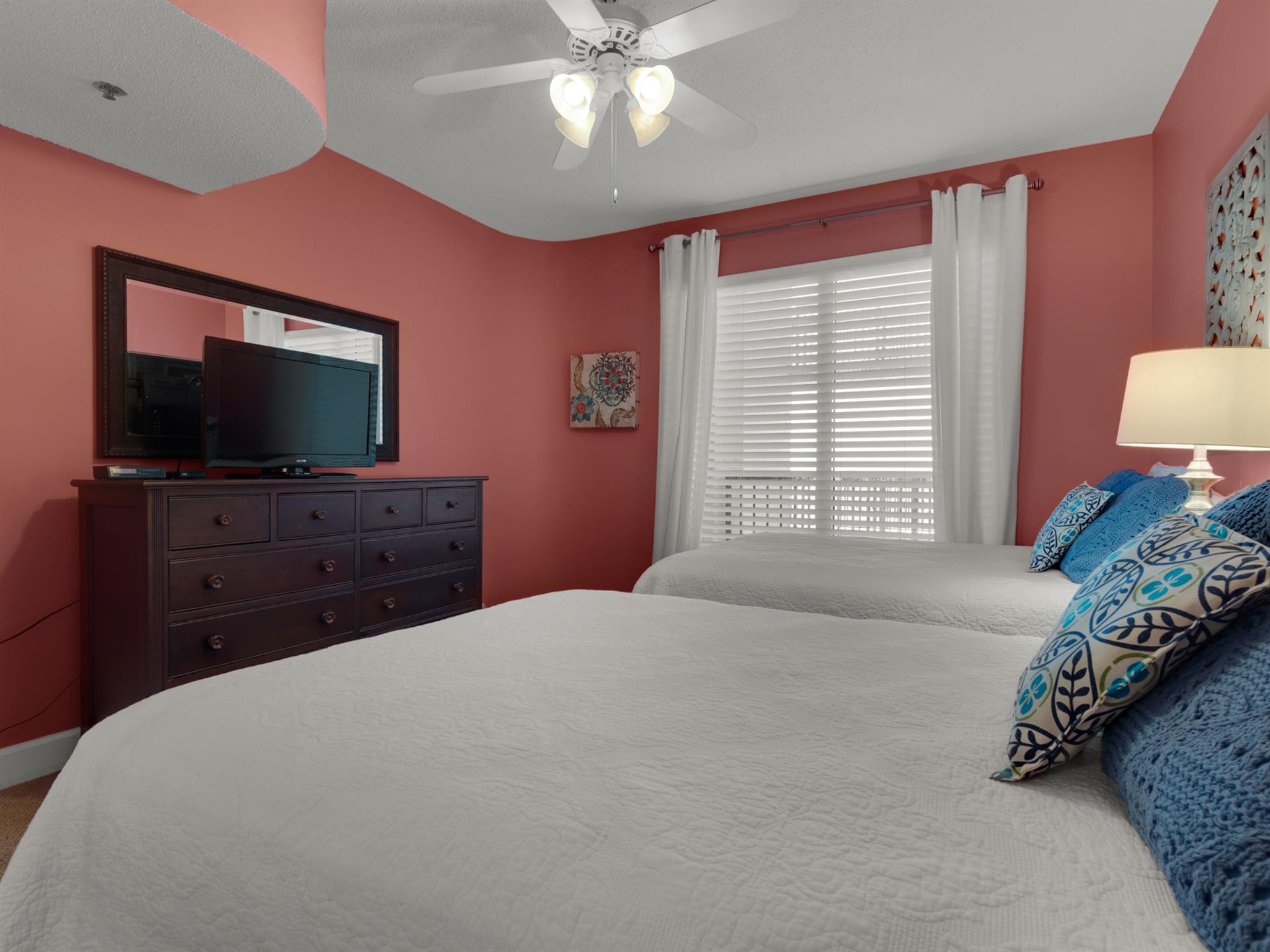 Guest Bedroom 2 with 2 Double Beds and Flat Screen TV