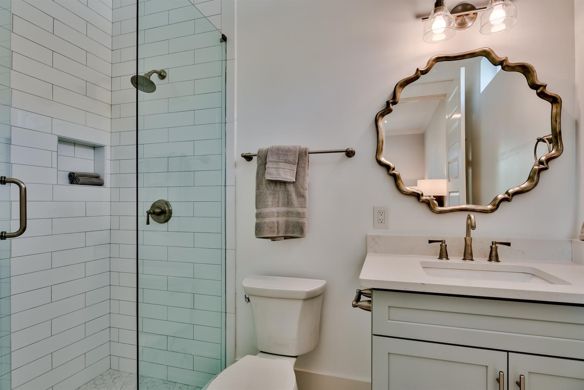 2nd floor king primary private bathroom with walk in shower