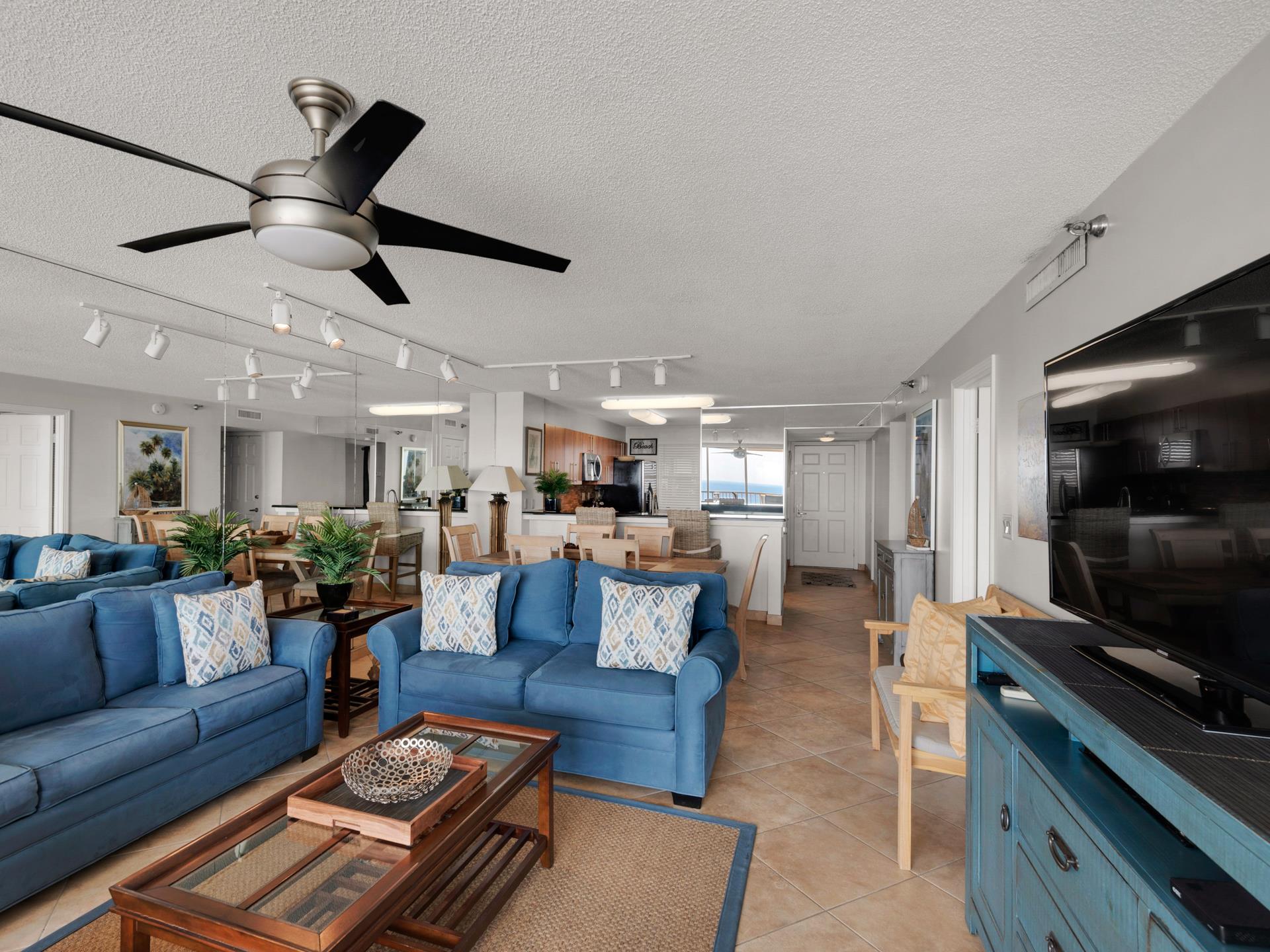 Living, Dining and Kitchen Areas