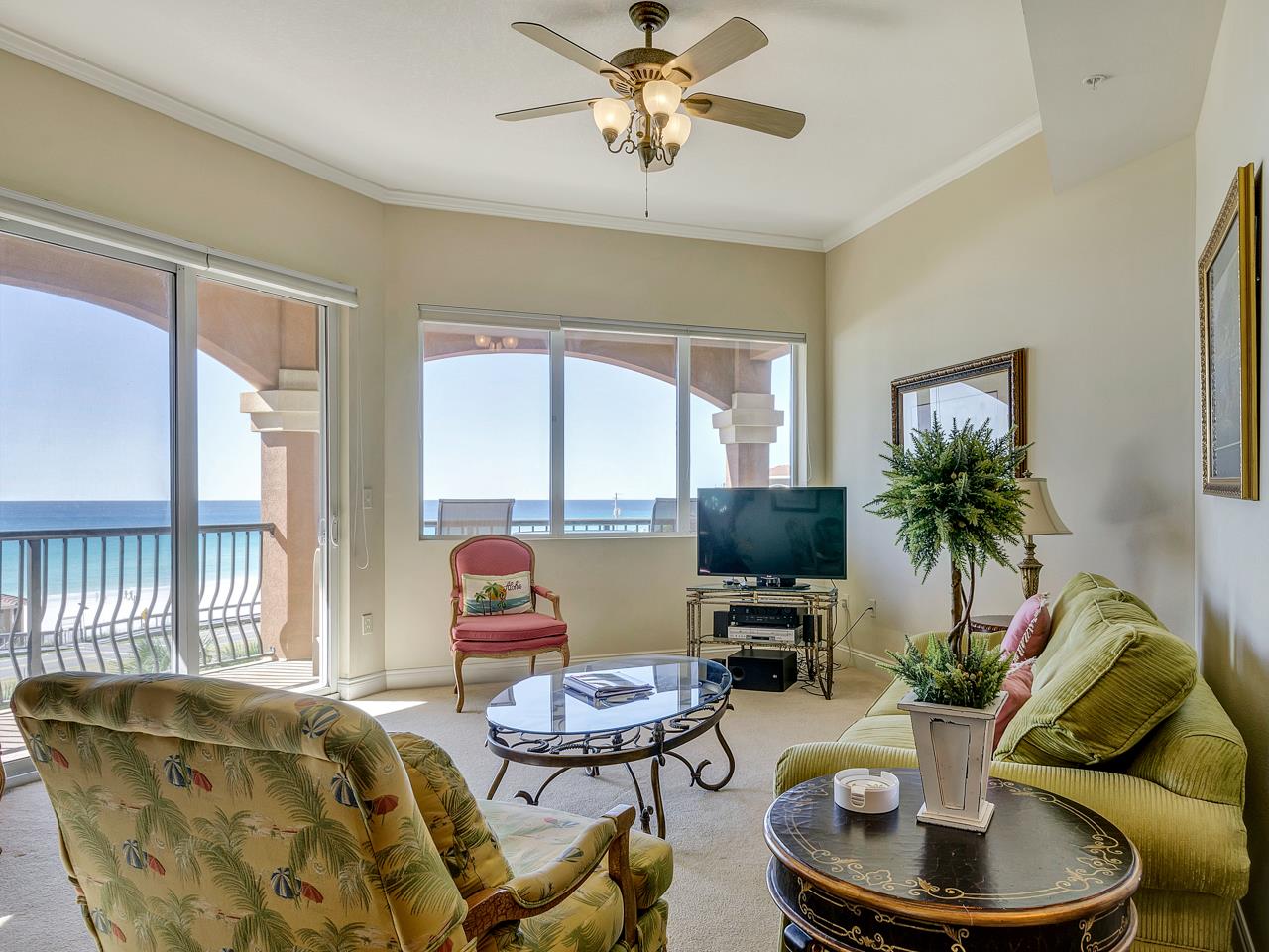 Spacious Living Room with a View of the Gulf