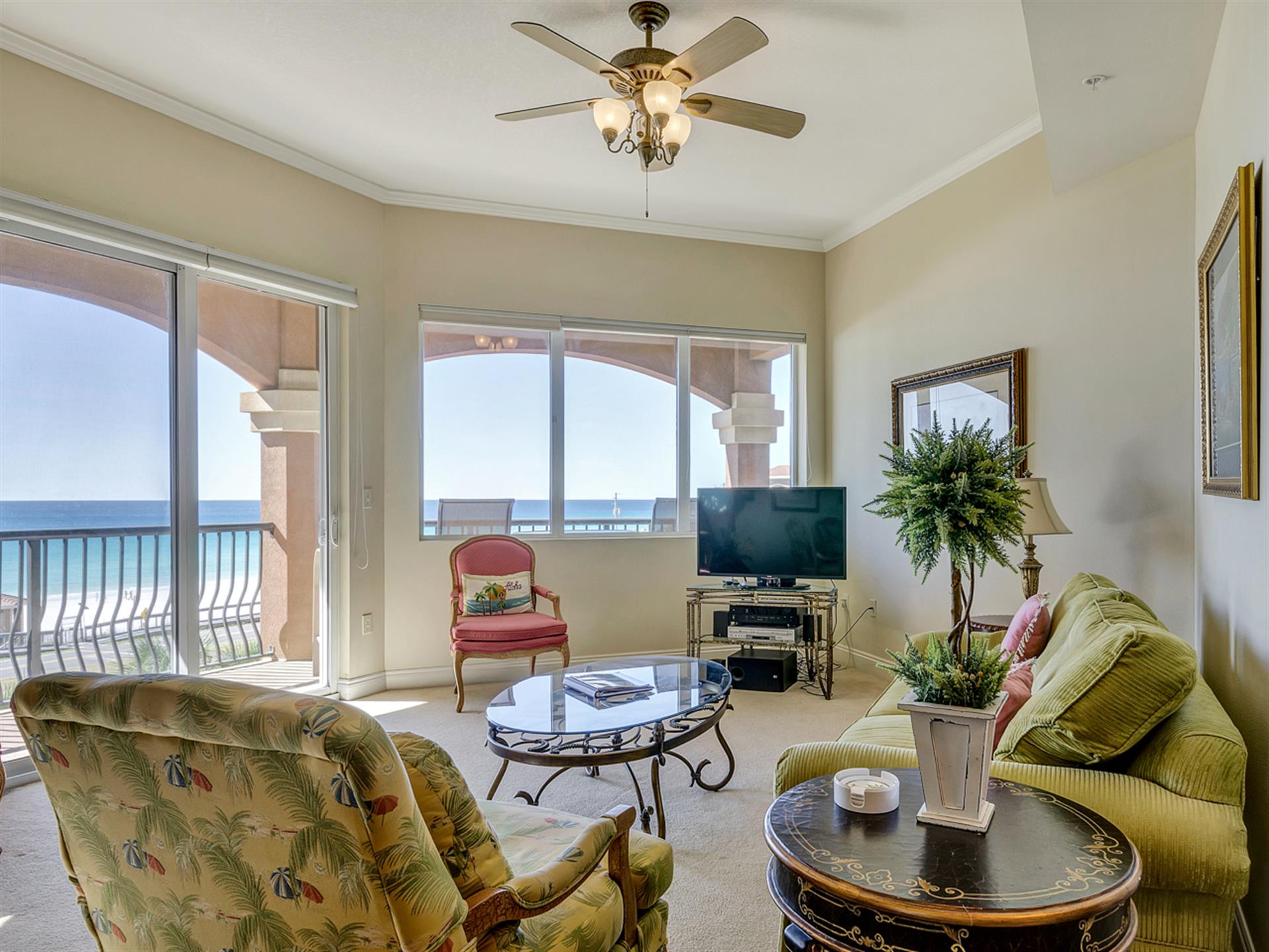 Spacious Living Room with a View of the Gulf