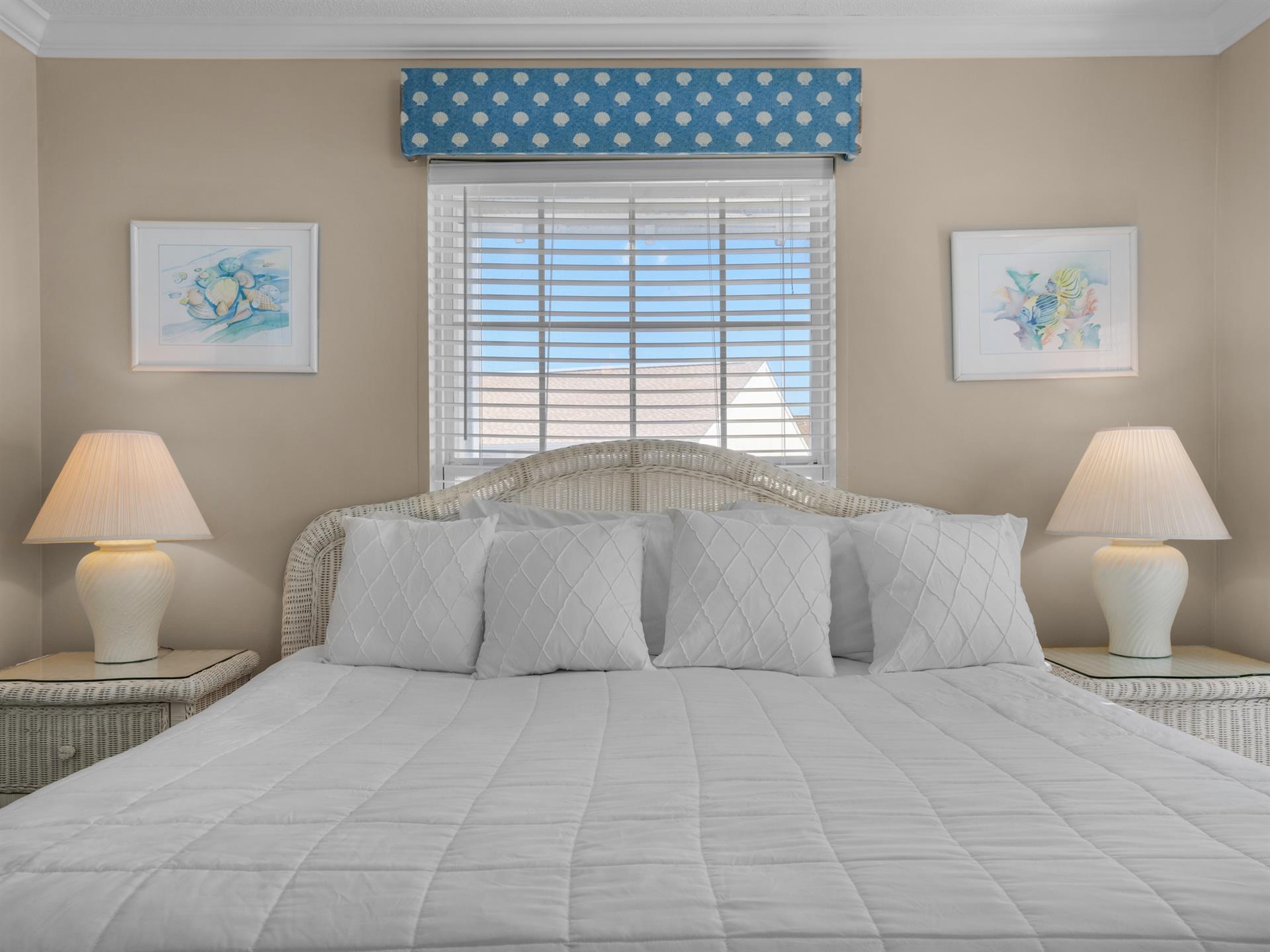 Primary bedroom with king bed