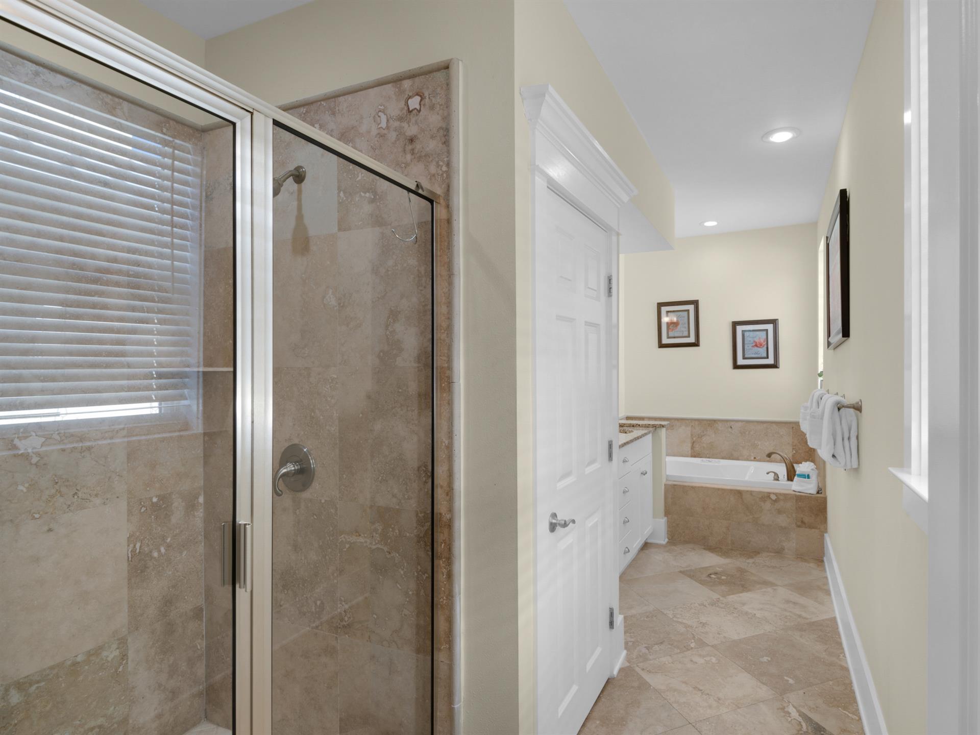 2nd floor king primary private bath with walk in shower and soaking tub  no jets