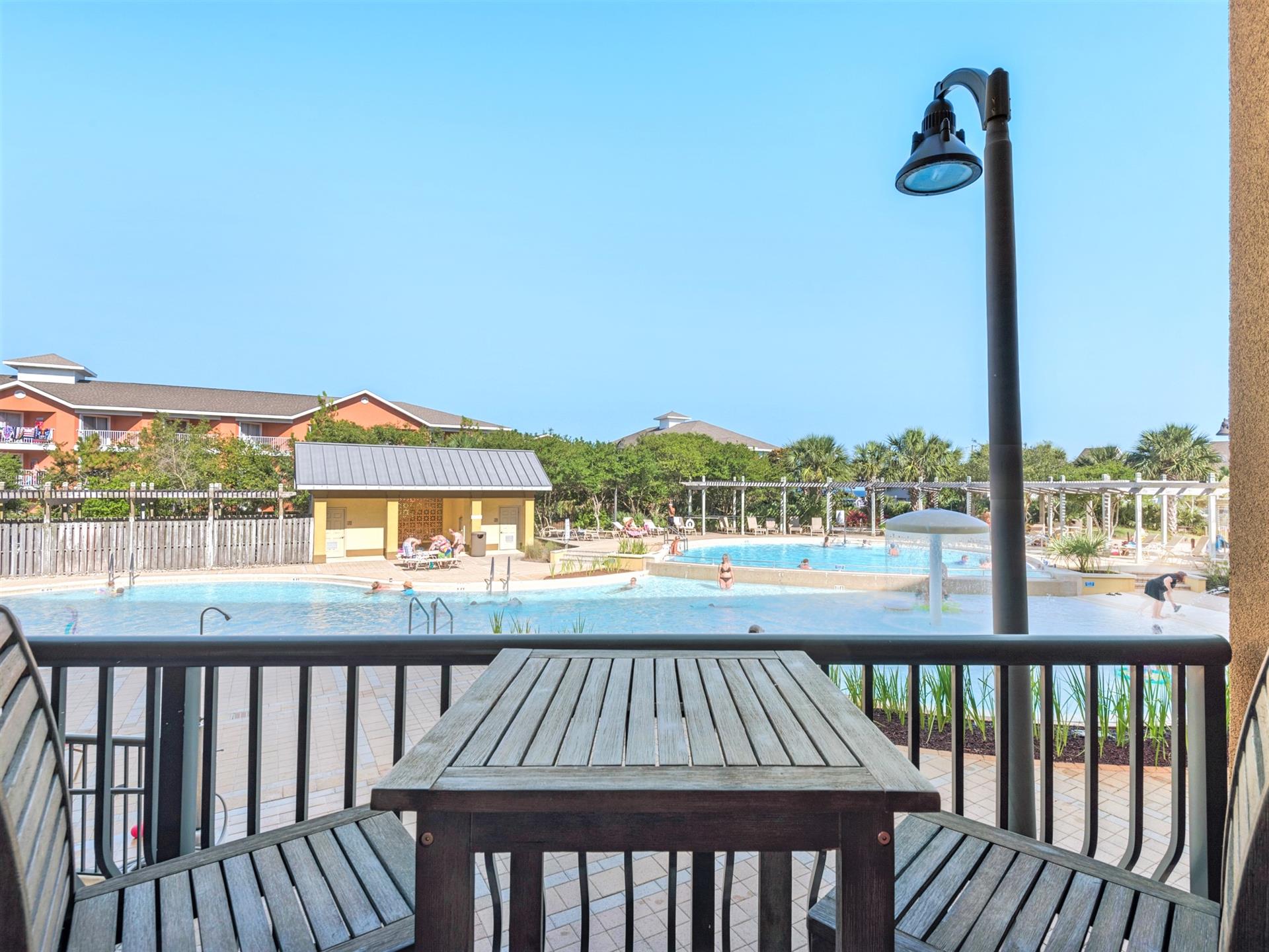 Great view of pool from private balcony