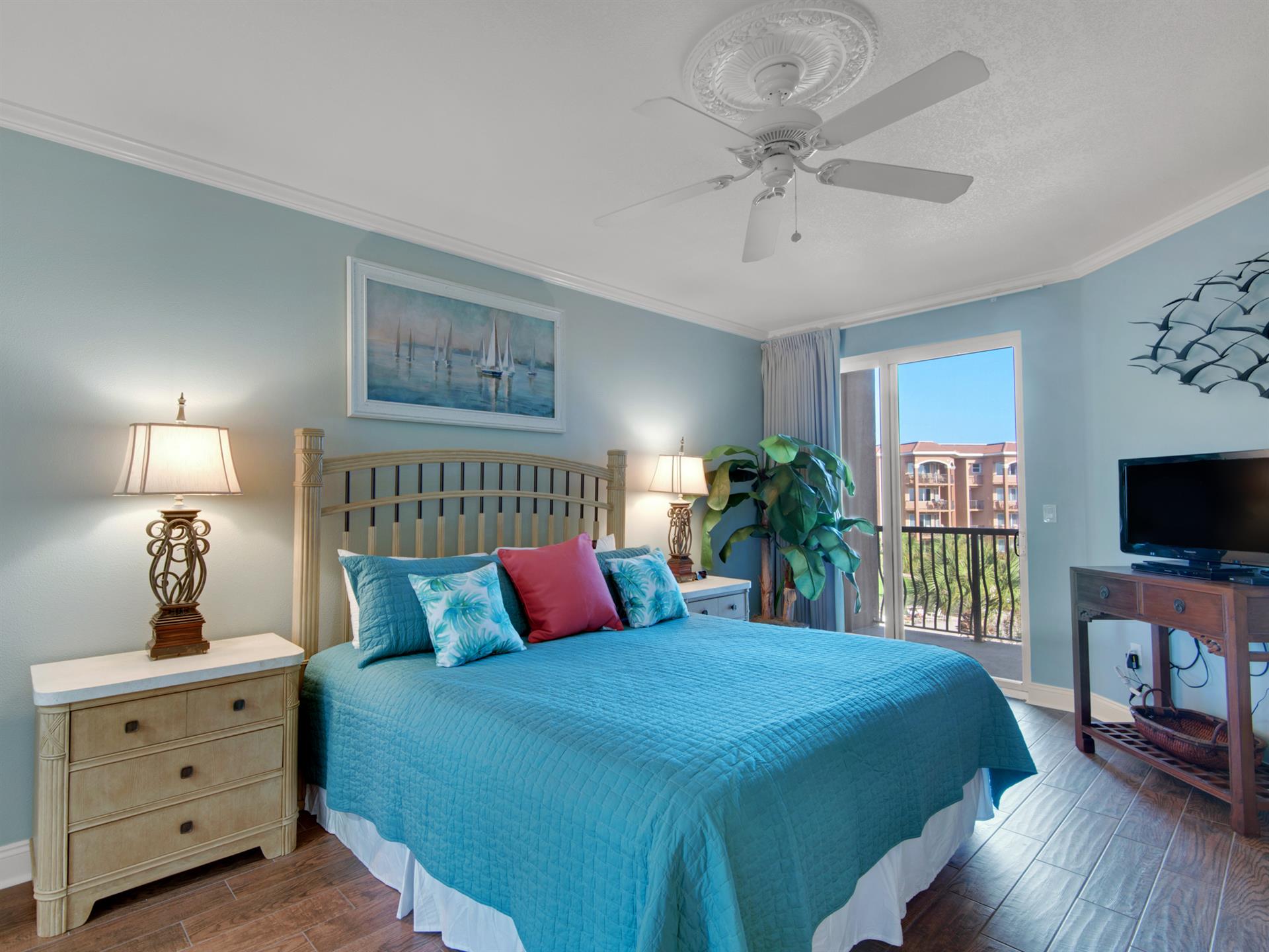 Primary Bedroom with King Bed and Flat Screen TV