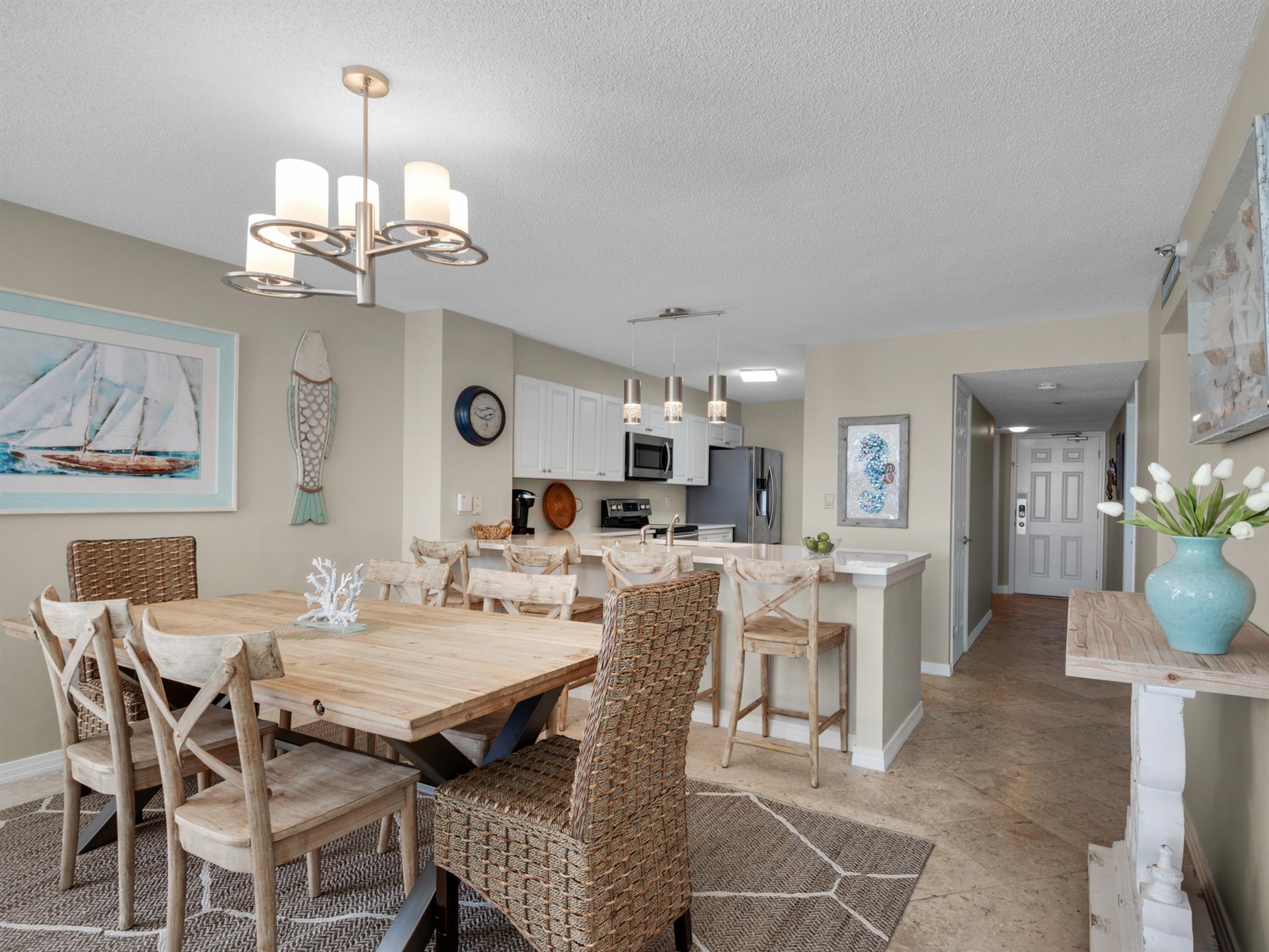 Dining area with view of kitchen