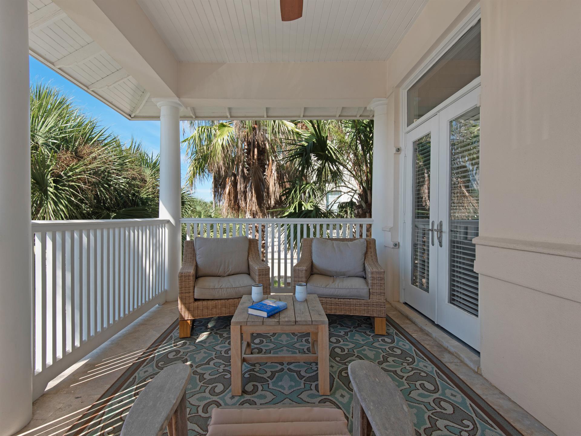 Kick back and enjoy a good book or do some people watching from balcony  2nd floor