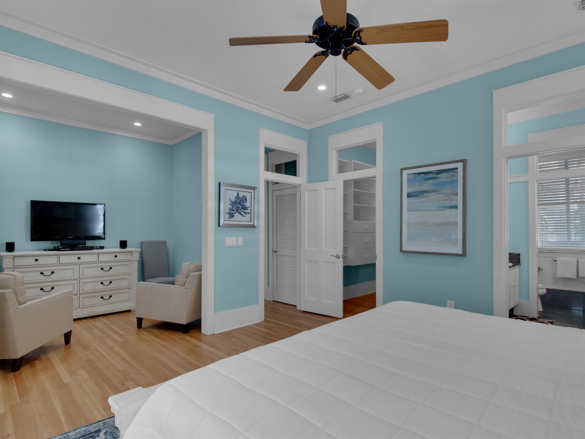 Primary bedroom with TV and sitting area  2nd floor