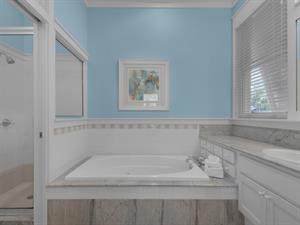 Private Primary      bathroom with soaking tub jets inoperable and walk in shower  1st floor