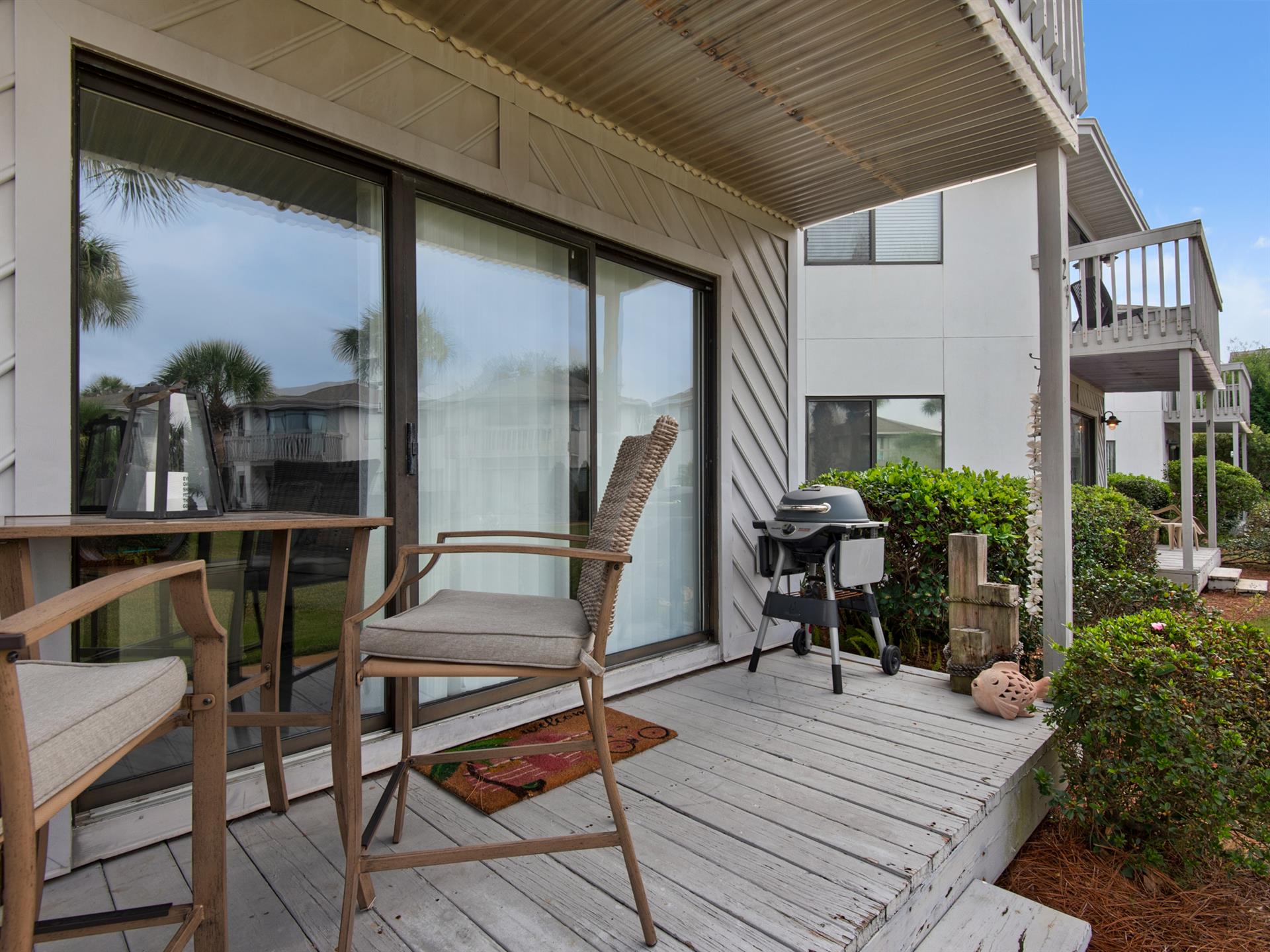 Private patio with electric grill