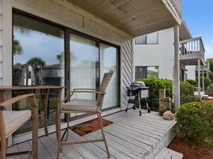 Private patio with electric grill