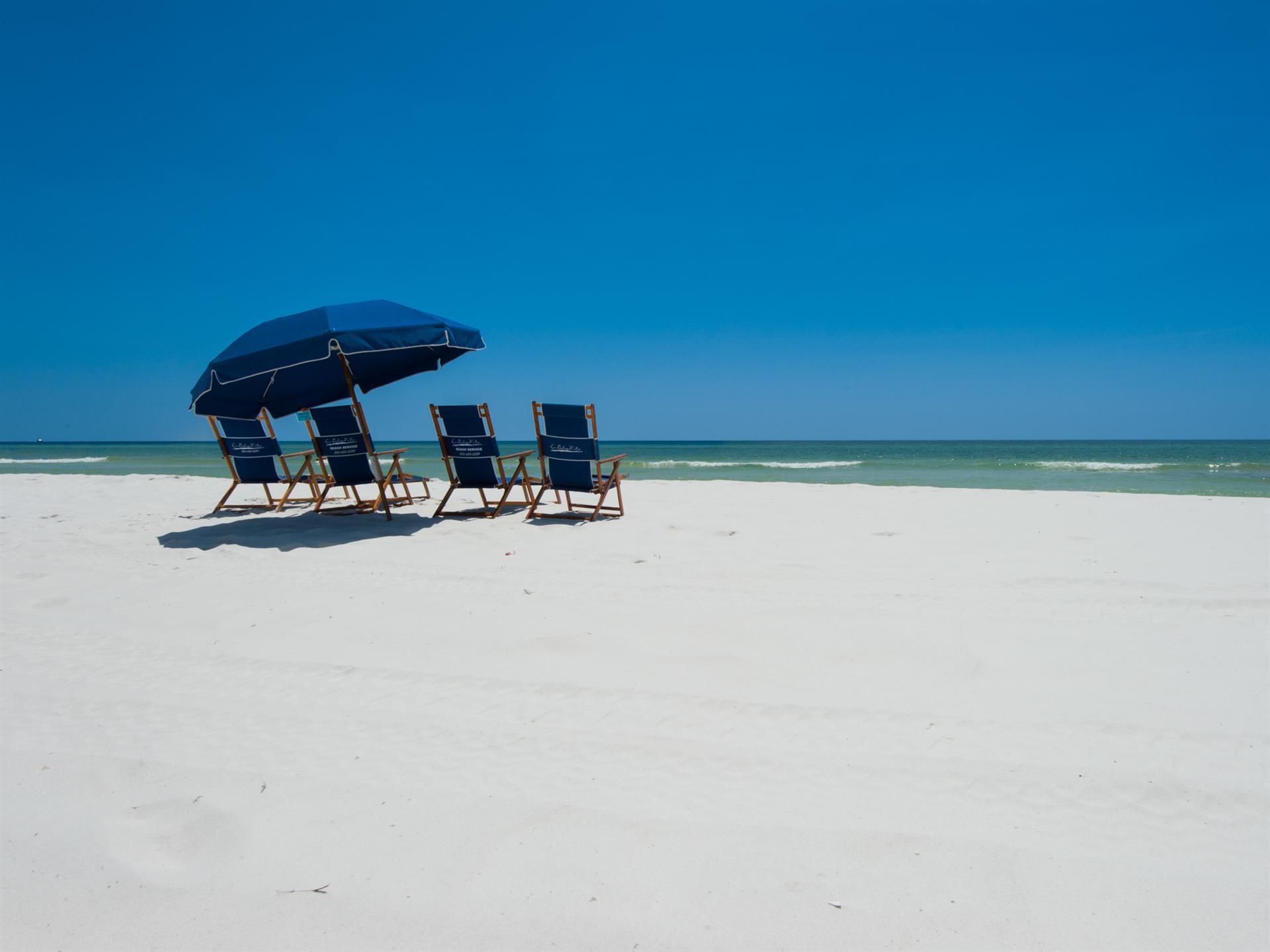 Beach chairs available for a fee