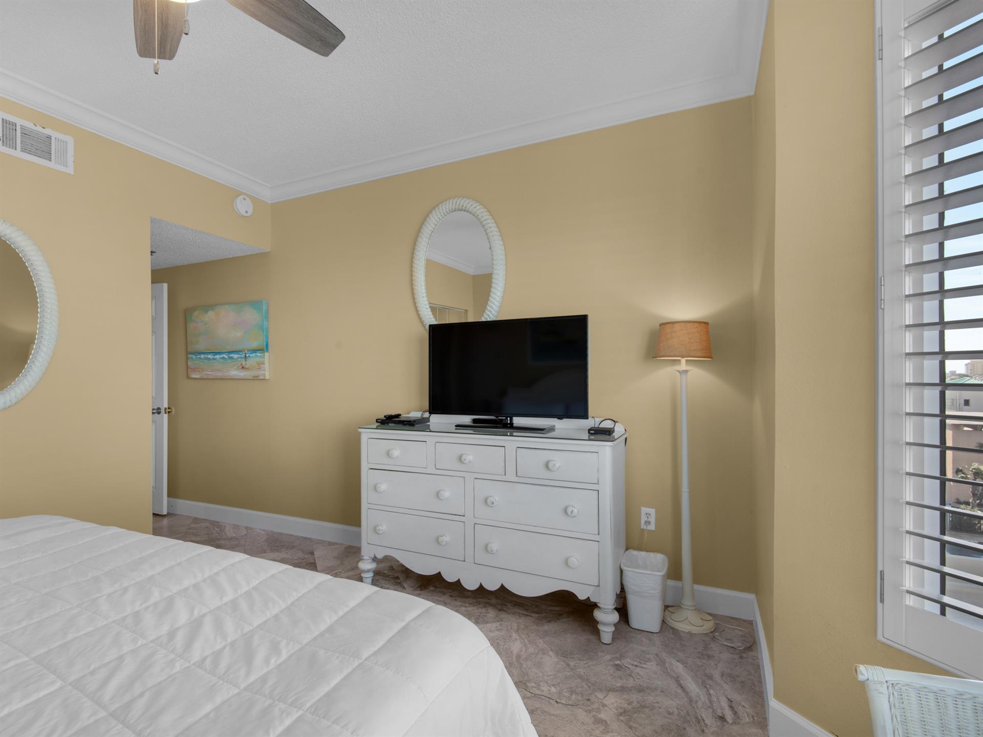 Guest Bedroom 1 with King Bed and Flat Screen TV