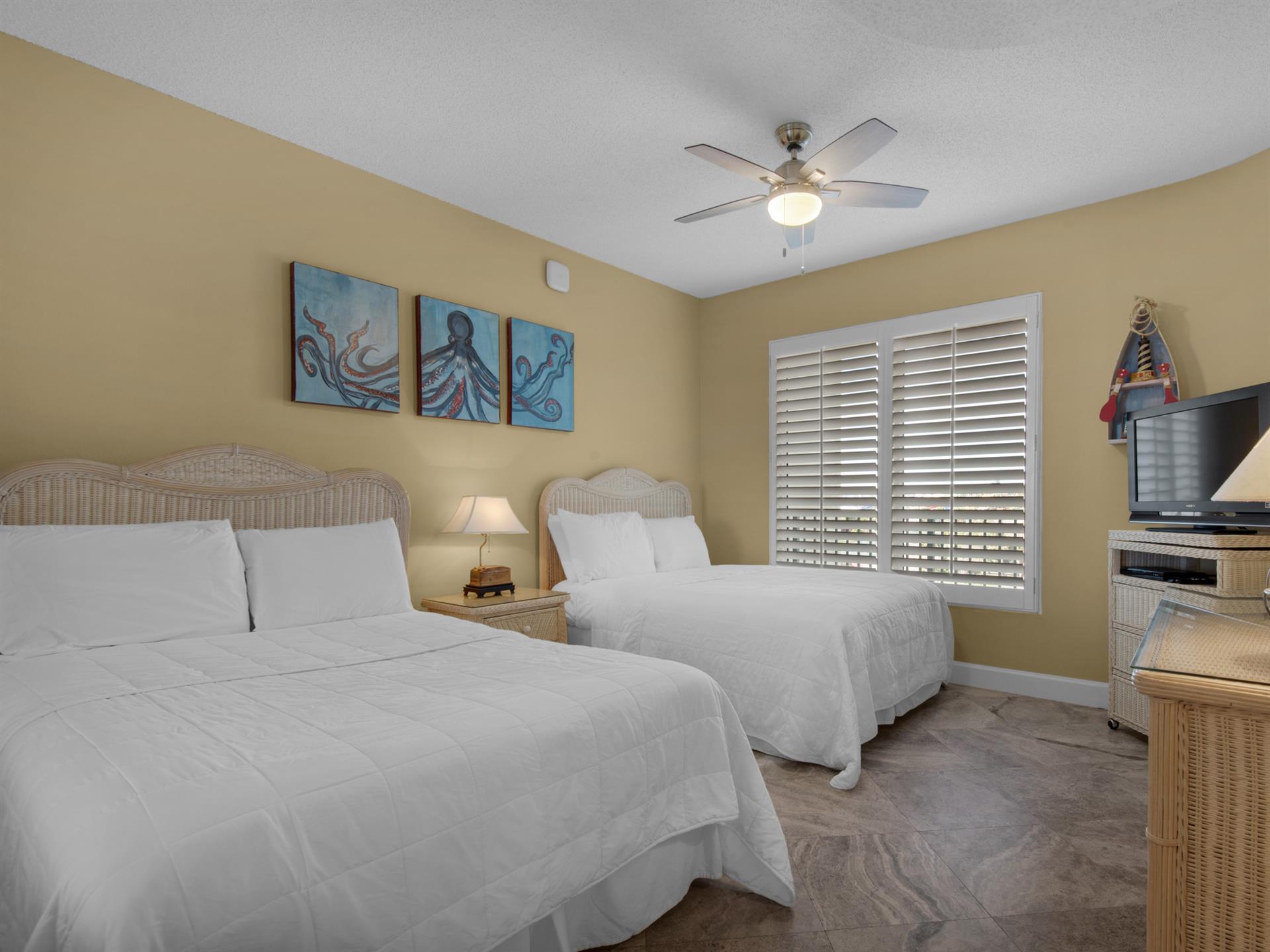 Guest Bedroom 2 with 2 Double Beds and Flat Screen TV