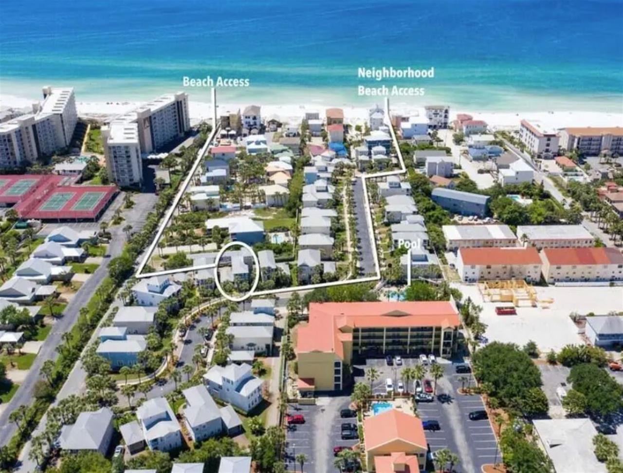 Arial View Showing Short Stroll to the Beach