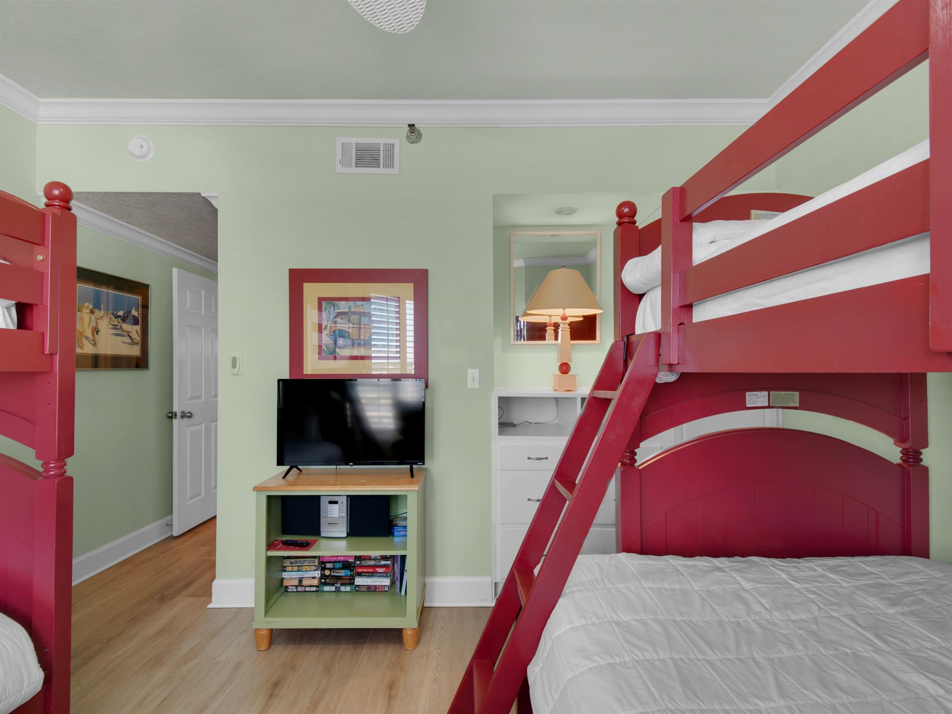 Guest Bedroom 1 with 2 Sets of Bunk Beds and Flat Screen TV