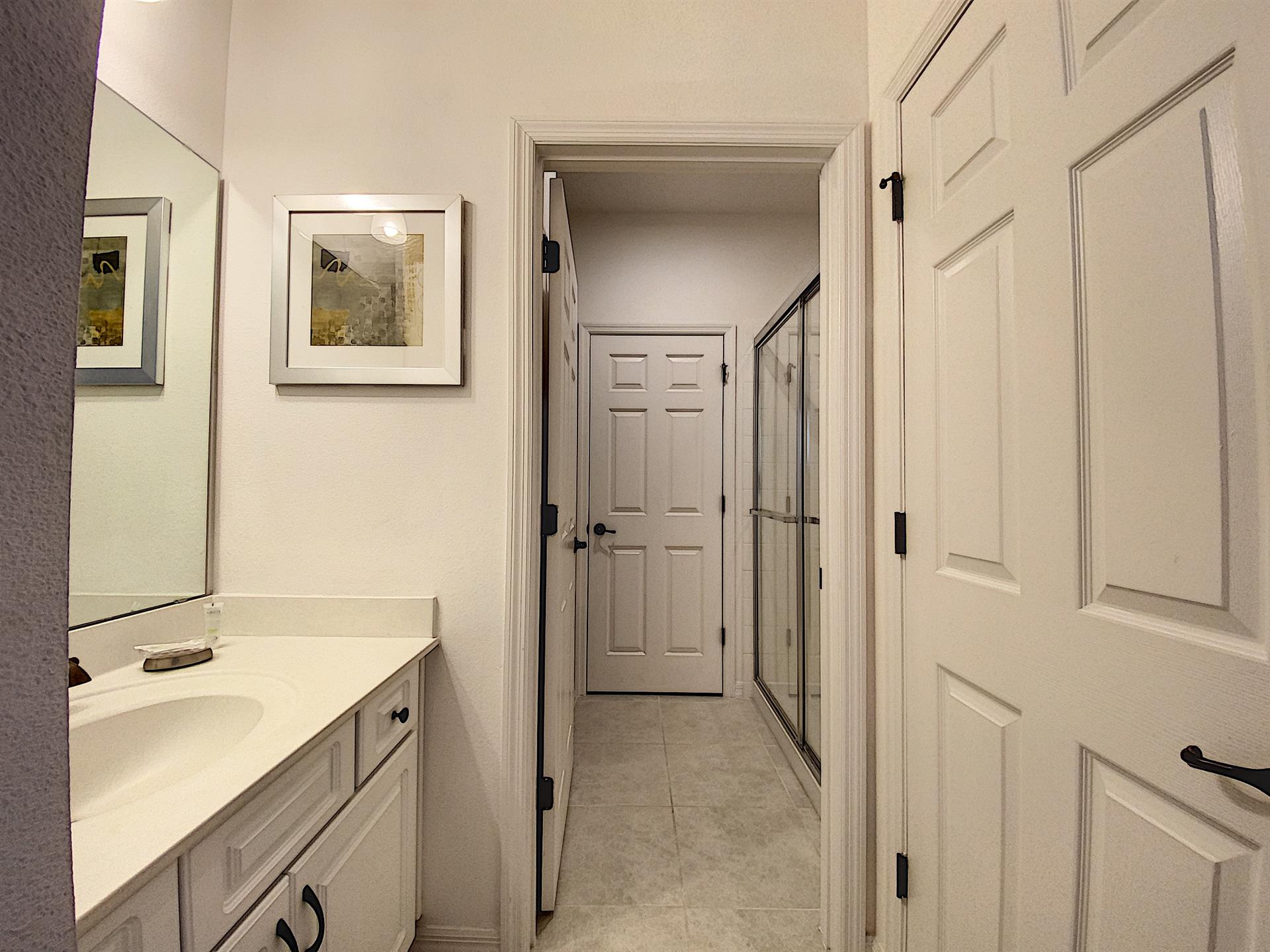 Upstairs full bathroom shared with twin bedrooms