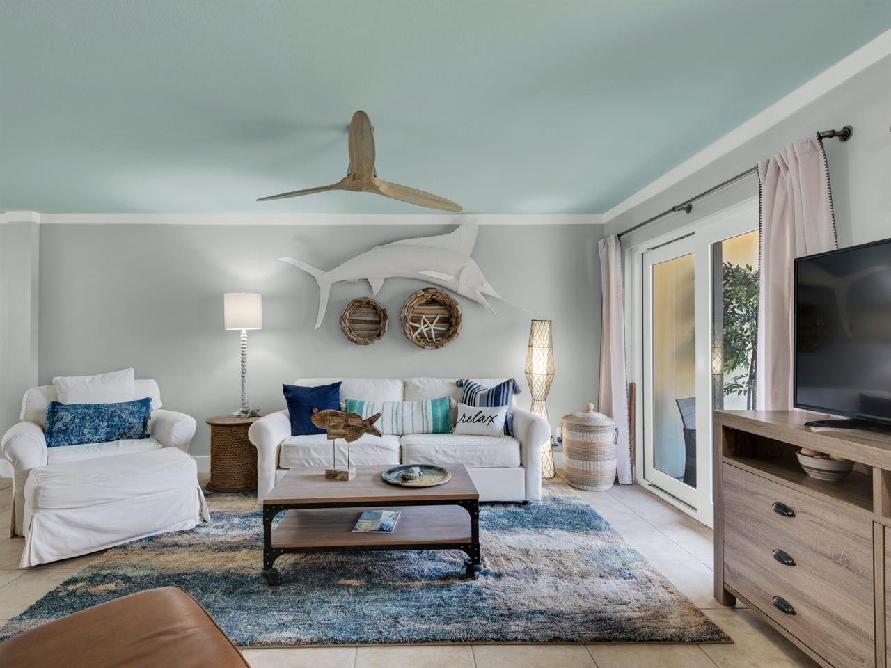 Living Area on 1st Floor with Flat Screen TV