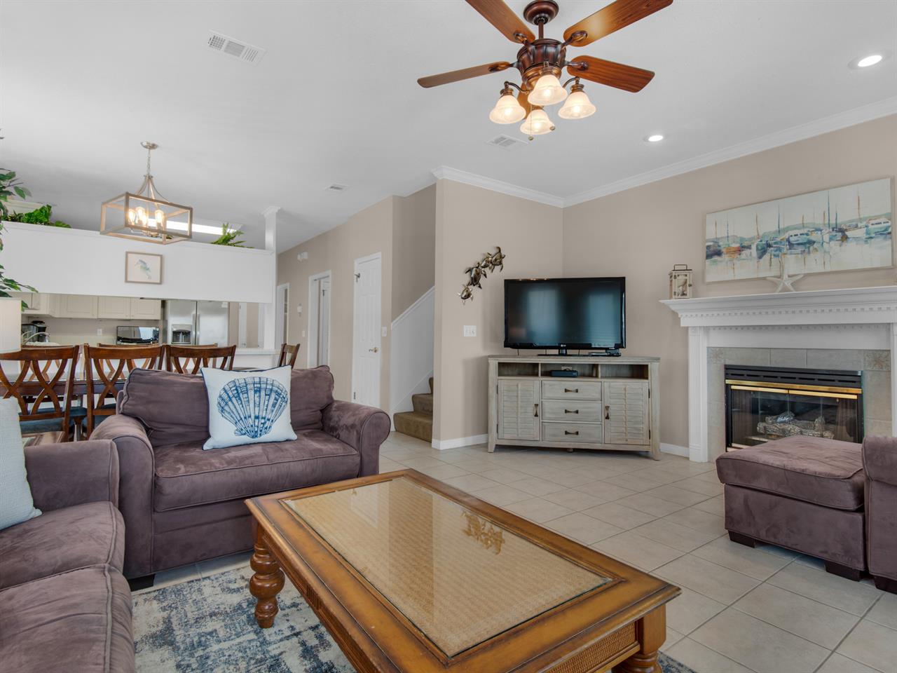Living area with large TV