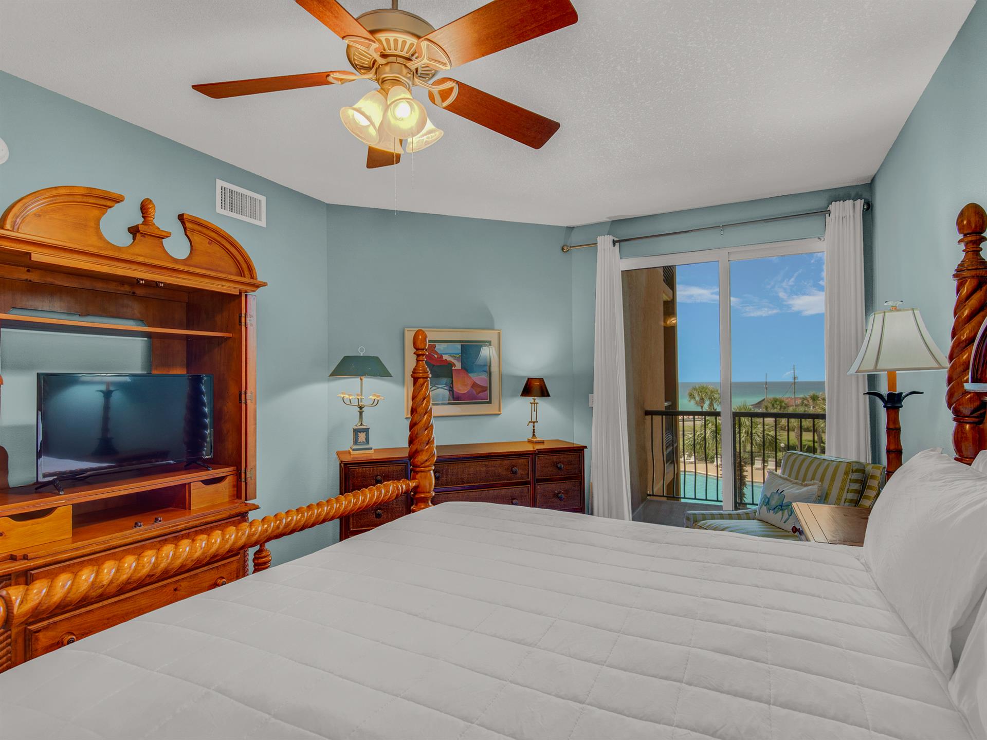 Primary Bedroom with Gulf View and Flat Screen TV