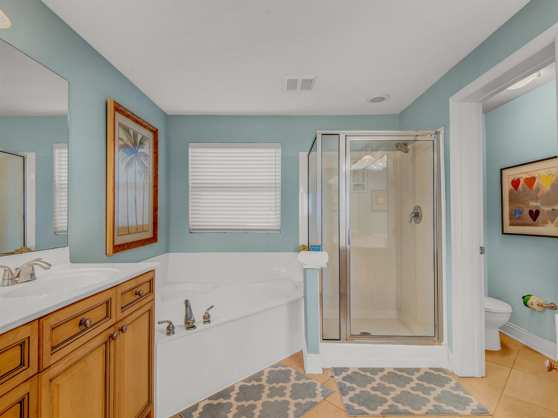 Primary Bathroom with Double Vanity, Large Tub  Walkin Shower