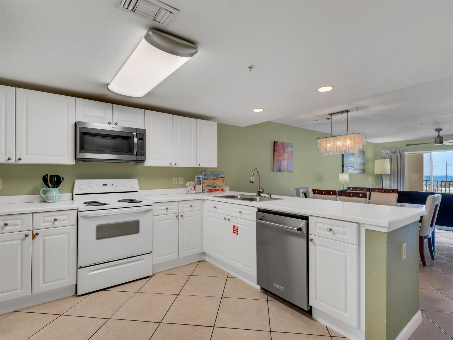 Spacious Kitchen open to the Dining and Living Area