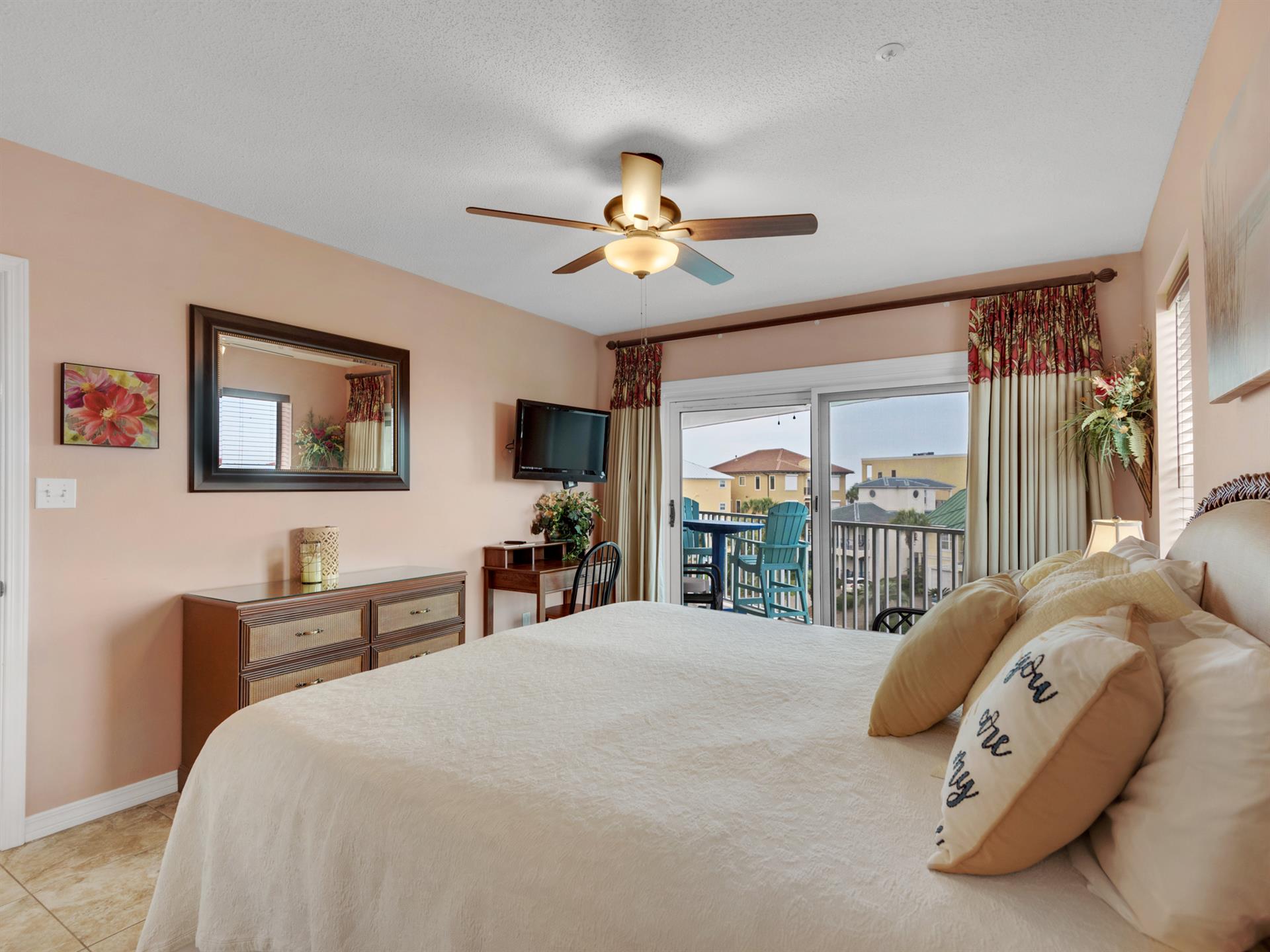 Primary Bedroom with King Bed and Flat Screen TV