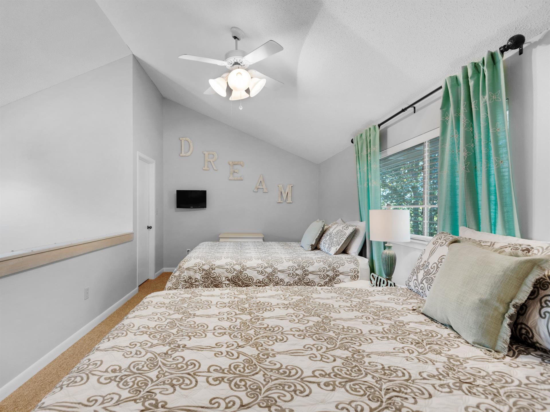 Two Double Beds and Flat Screen Television