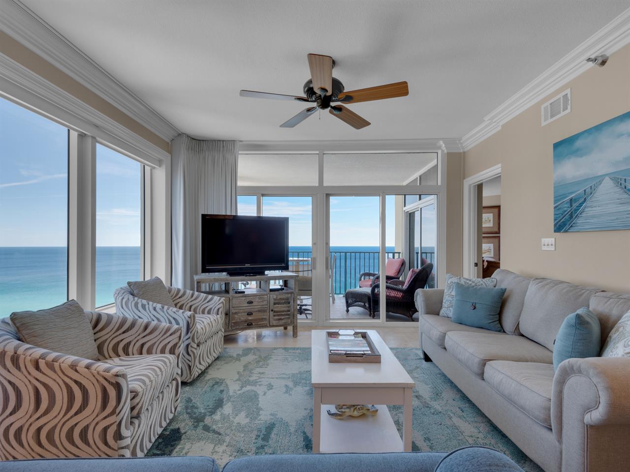Enjoy a Gulf View from your Living Area