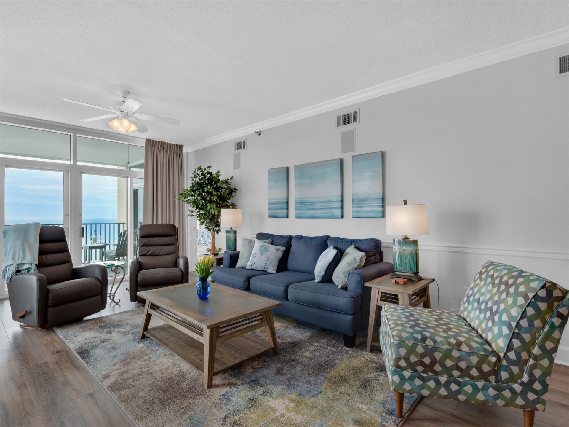 Living Area with Private Balcony